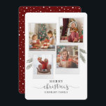 God jul Fyra fotoskript, botaniskt Julkort<br><div class="desc">Med en 4-fotokollage och en modern God jul-skripttypografi kan du enkelt byta till att lägga till din familj namn och foton. En elegant som ska skickas till vänner och familj den här Julhelgen.</div>