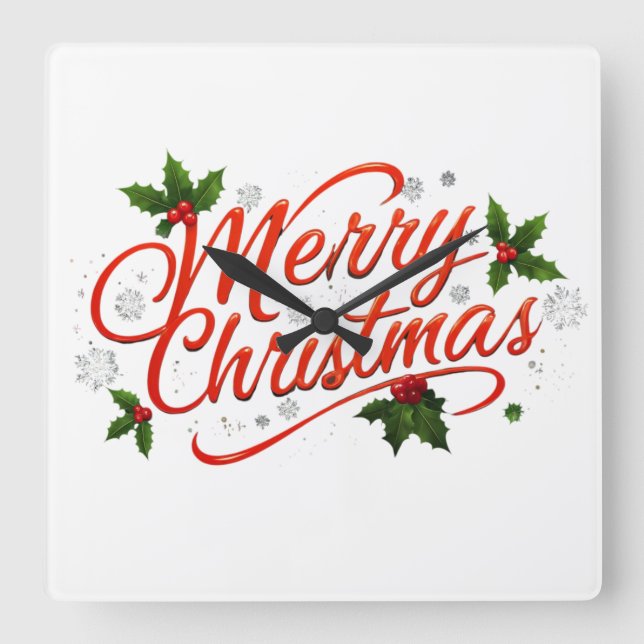 God Jul  Fyrkantig Klocka (Framsida)