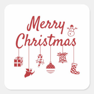 God jul fyrkantigt klistermärke