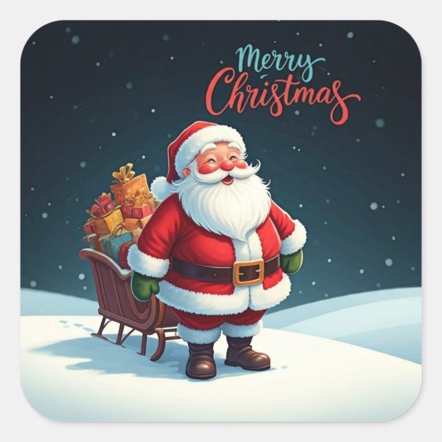 God jul fyrkantigt klistermärke (Framsida)