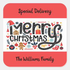 God jul fyrkantigt klistermärke