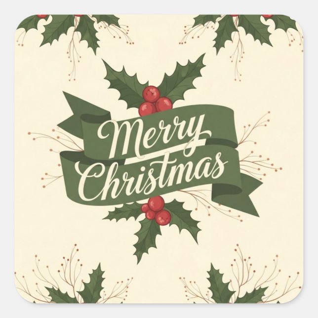 God Jul Fyrkantigt Klistermärke (Framsida)