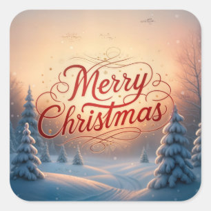 God jul fyrkantigt klistermärke