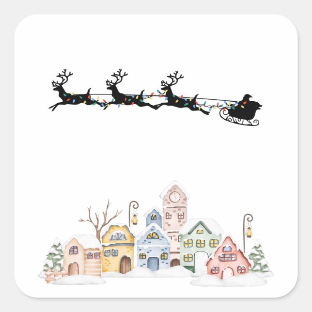 God jul fyrkantigt klistermärke (Framsida)