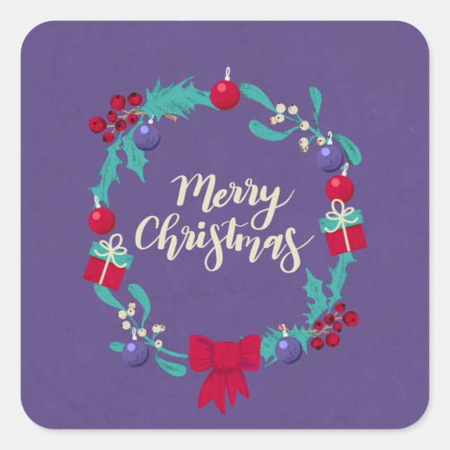 God jul fyrkantigt klistermärke (Framsida)