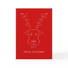 God jul Geek Reindeer ASCII Art Card