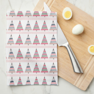 God jul Geometric Pastel Träd Mönster Kökshandduk
