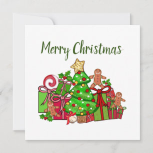 God jul ger runt Träd Kort