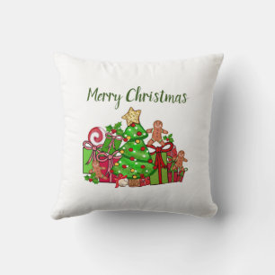 God jul ger runt Träd Kudde