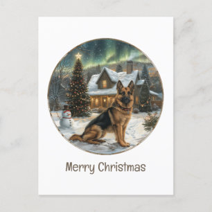 God jul German Shepherd Hund Helg Vykort
