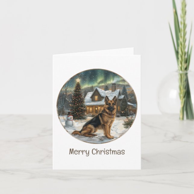 God jul German Shepherd Hund Helgkort (Framsida)