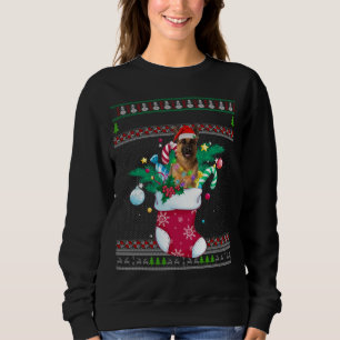 God jul German Shepherd Hund in Sock Funny T Shirt