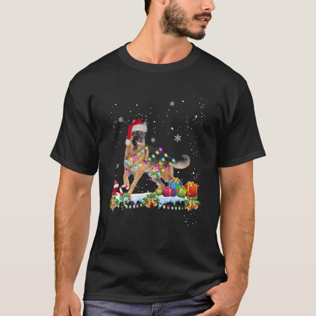 God jul German Shepherd Hund Santa Hat Julafton T Shirt (Framsida)