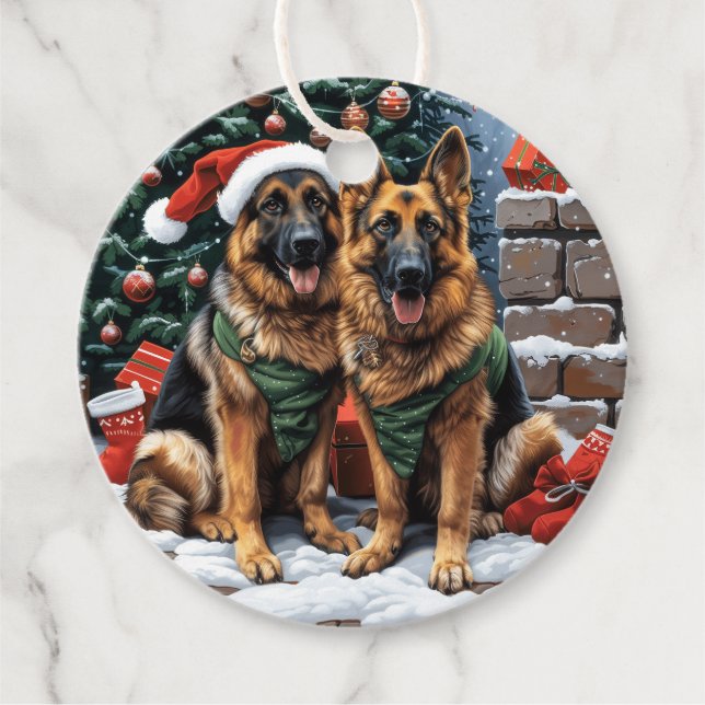 God jul German Shepherd Hundar Gåvor Etiketter (Framsida)