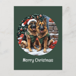 God jul German Shepherd Hundar Helg Vykort