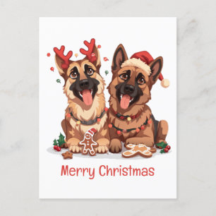 God jul German Shepherd Hundar Helg Vykort