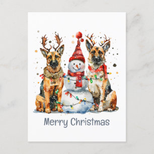 God jul German Shepherd Hundar Helg Vykort
