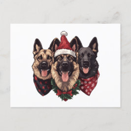 God jul German Shepherd Hundar Helg Vykort