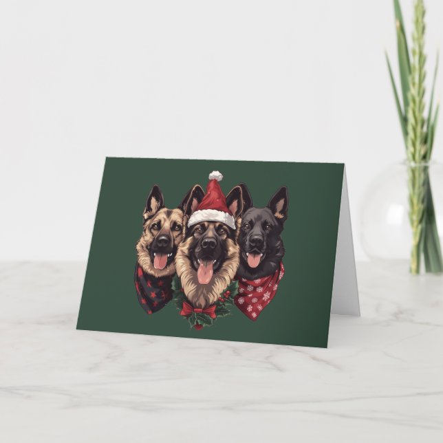 God jul German Shepherd Hundar Helgkort (Framsida)