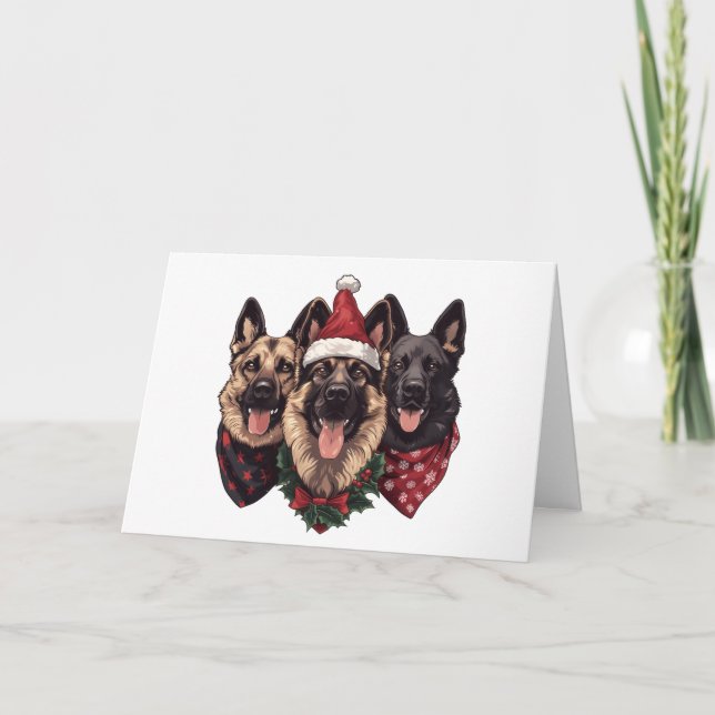 God jul German Shepherd Hundar Helgkort (Framsida)