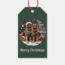 God jul German Shepherd Hundar Presentetikett