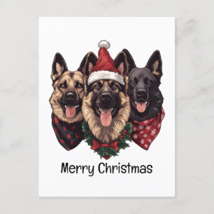 God jul German Shepherd Hundar Vykort