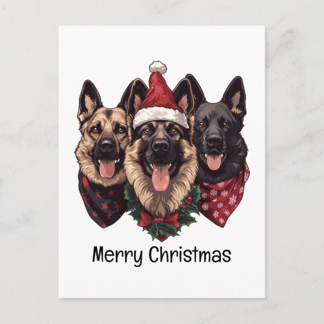 God jul German Shepherd Hundar Vykort (Framsida)