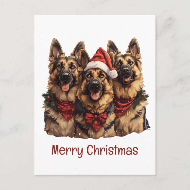 God jul German Shepherd Hundar Vykort (Framsida)