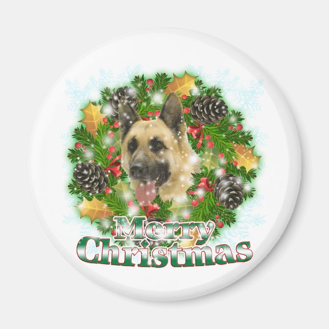 God jul German Shepherd Magnet (Framsidan)