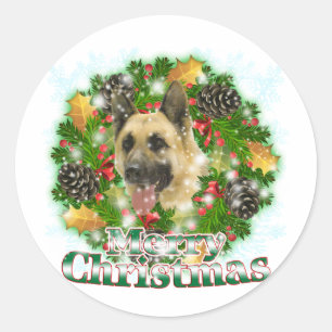 God jul German Shepherd Runt Klistermärke