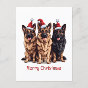 God jul German Shepherd Santa Hundar Helg Vykort