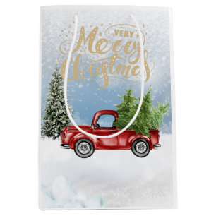 God jul Gift Bag med Vintage Red Lastbil