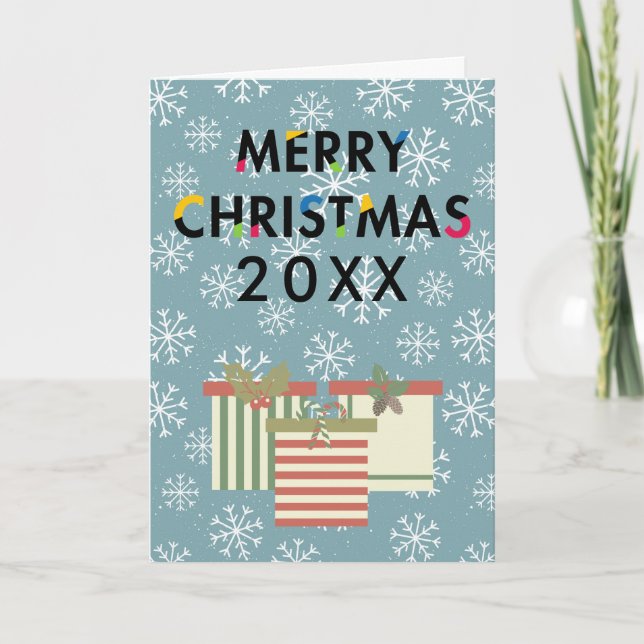 God jul Gift Boxes Snöflingor Helgkort (Framsida)