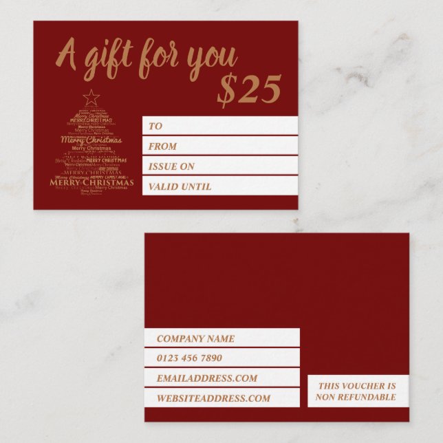 God jul Gift-certifikat Visitkort (Fram/baksida)