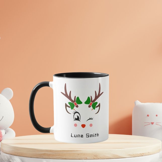 God jul Gift Cute Hjort Black Coffee Mugg (Skapare uppladdad)