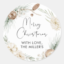 God jul Gift-etikett Greenery Round Sticker Runt Klistermärke