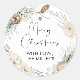 God jul Gift-etikett Greenery Round Sticker Runt Klistermärke