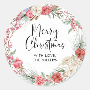 God jul Gift-etikett Modern Round Sticker Runt Klistermärke