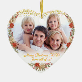 God jul Gift Family Photo Heart Ornament