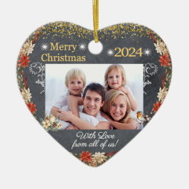 God jul Gift Family Photo Heart Ornament