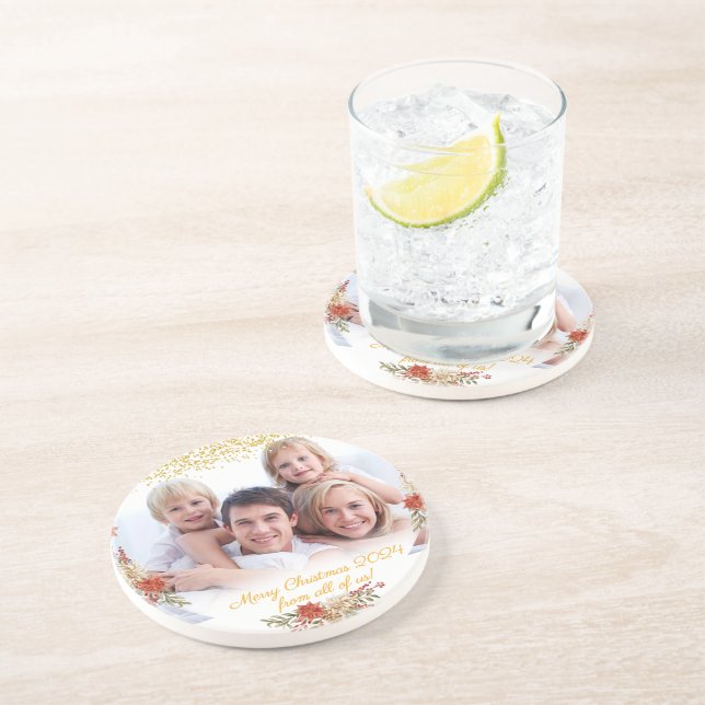 God jul Gift Family Photo Stone Underlägg (Sidan)