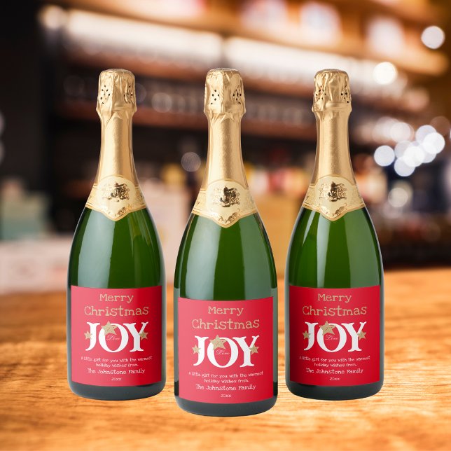 God jul Gift for You Script Coola Red (Add some Joy to your festivities with a few of these bright & cheerful sparkling wine labels.)