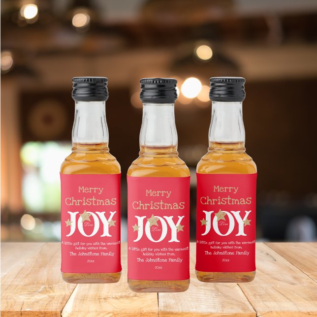 God jul Gift Idea Chic Cute Red Mini Spritflaskor Etikett (Set a Joyful mood with these bright and colorful mini liquor bottle labels.)