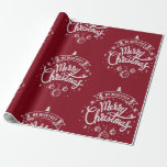 God jul Gift Wrapping Presentpapper<br><div class="desc">Vi önskar dig en God jul vit typografi på röd papper med dekorationer och stjärnor som är pappra.</div>