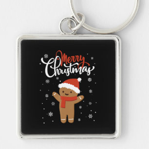 God jul Ginger Bread Julafton jul Cookie Fyrkantig Silverfärgad Nyckelring