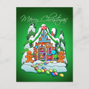 GOD JUL GINGERBREAD HOUSE by SHARON SHARPE Helg Vykort