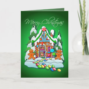 GOD JUL GINGERBREAD HOUSE by SHARON SHARPE Helgkort