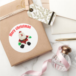 God Jul Gingerbread Man med Santamössa Vec Runt Klistermärke