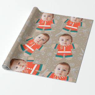 God jul Gingerbröd Anpassningsbar Ansikte Funny Presentpapper