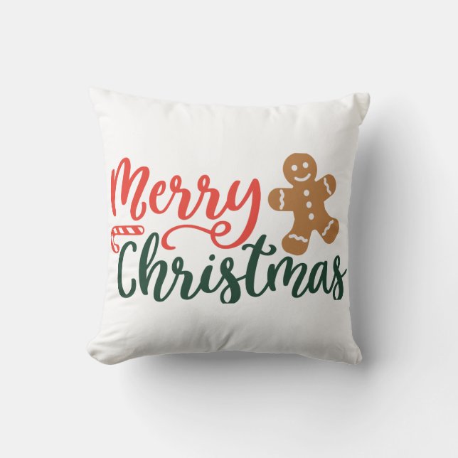 God jul Gingerbröd Cookie Dekorativ kudde - (Framsida)